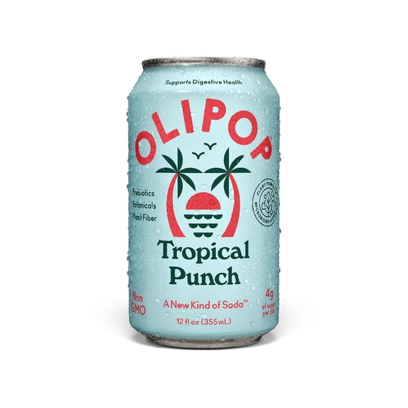 OLIPOP Prebiotic Soda, Tropical Punch, 12 fl oz