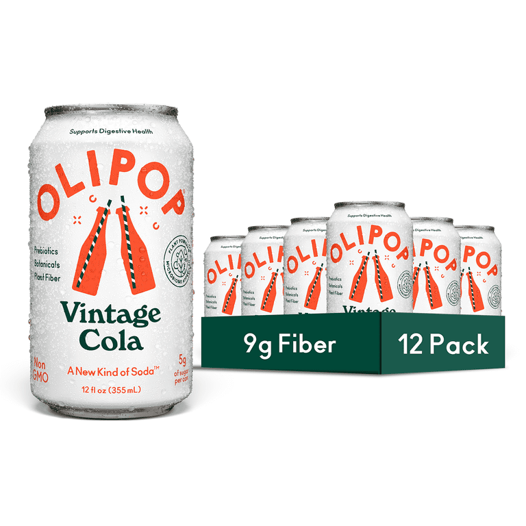 Olipop Prebiotic Soda Pop, Vintage Cola, High Fiber, 12 fl oz 12