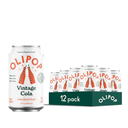 OLIPOP Prebiotic Soda, Vintage Cola, 12 fl oz, 12 Pack, Refrigerated