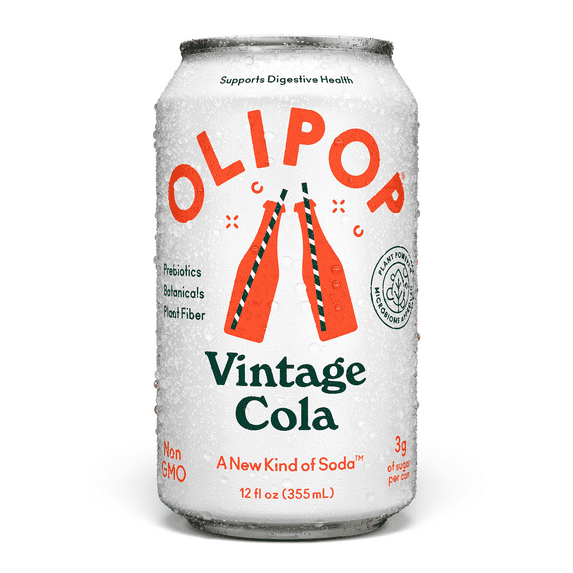 OLIPOP Prebiotic Soda, Vintage Cola, 12 fl oz, Pantry Packs