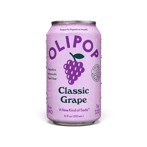 Olipop Prebiotic Soda Pop, Classic Grape, High Fiber, 12 fl oz, Refrigerated