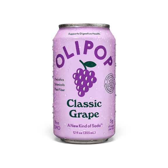 Olipop Prebiotic Soda Pop, Classic Grape, High Fiber, 12 fl oz, Refrigerated