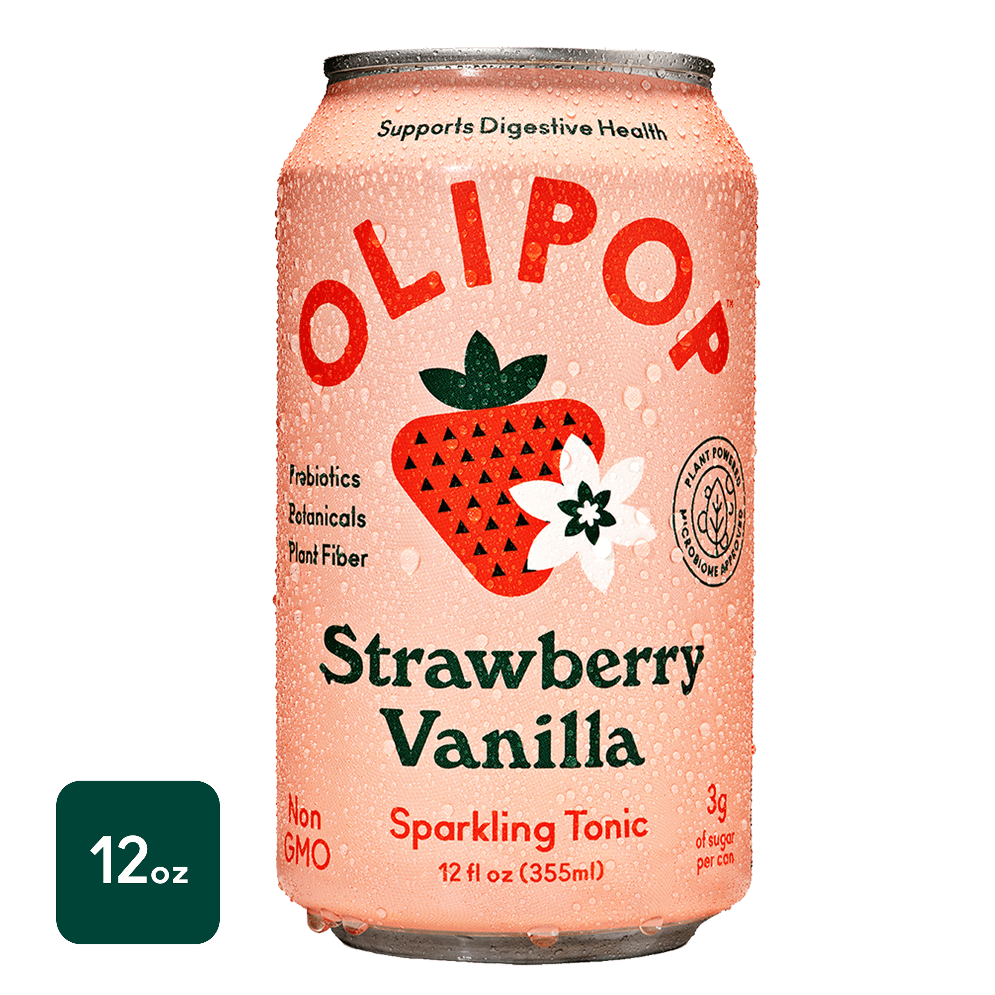 OLIPOP Strawberry Vanilla, A New Kind of Soda, 12 fl oz