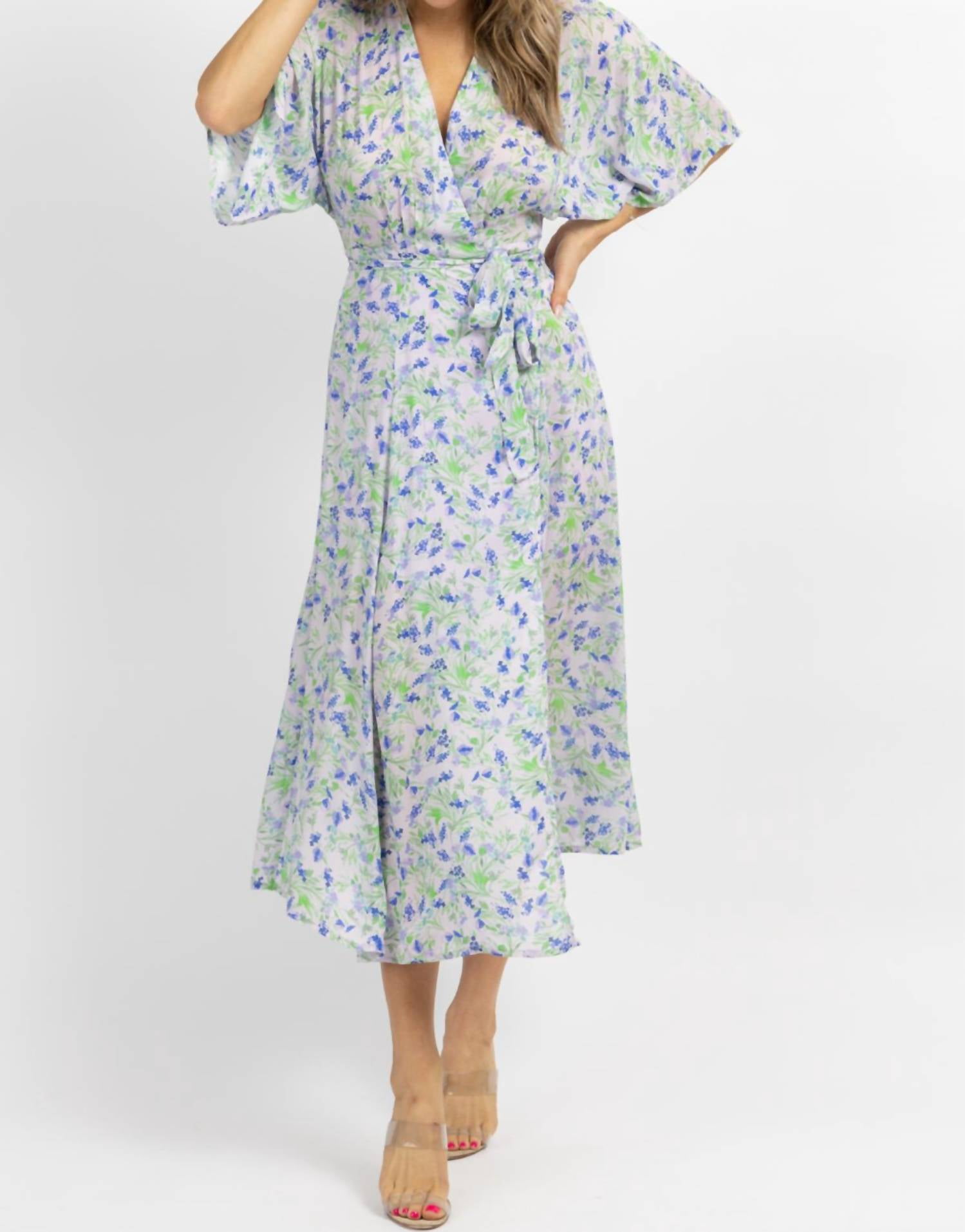 OLIVACEOUS Floral Wrapped Midi Dress - Walmart.com