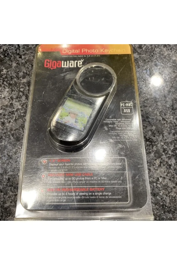 OLIVE- 1.5 Digital Photo Keychain By Gigaware Usb Cable Stores 60 Photos Brand New
