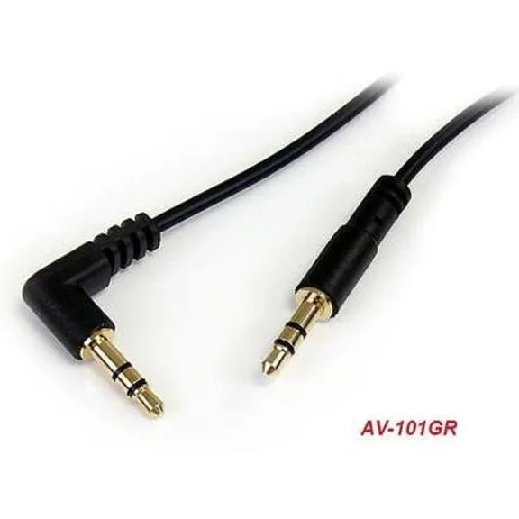 OLIVE- 1 Ft Slim 3.5Mm To Right Angle Stereo Audio Cable - M/M Gold Plated, Av-101Gr
