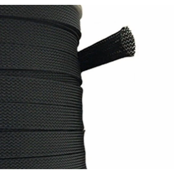 OLIVE- 1 Inch Black Expandable Wire Cable Sleeving Sheathing Braided Loom 25 Feet