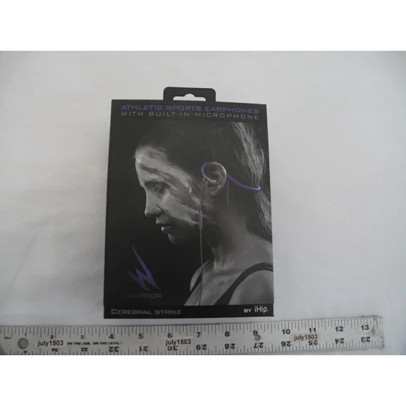 OLIVE- (1) New Ihip Athletic Sports Earphones Built-In Microphone Warrior Purple & Gray