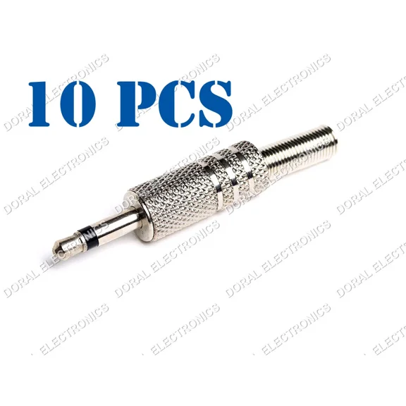 OLIVE- 10 Pcs 3.5Mm 1/8" Mono Male Audio Tr Plated Jack Plug Adapter Connector