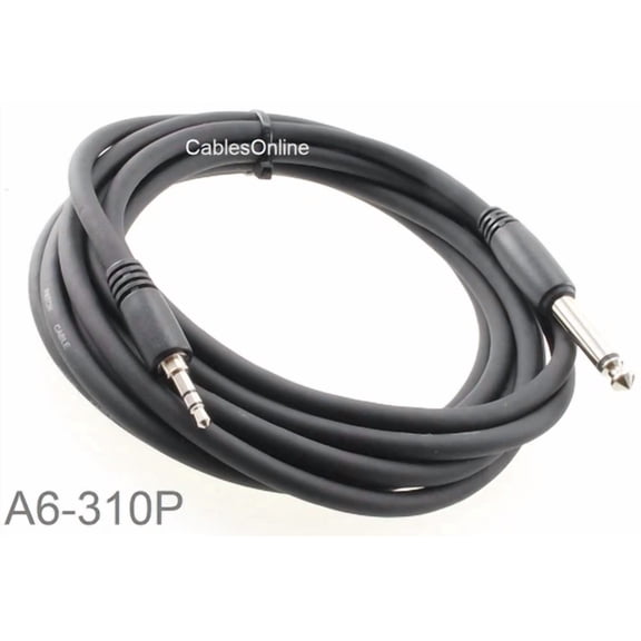OLIVE- 10Ft Premium 3.5Mm Stereo Trs Male To 1/4" Mono Ts Male Audio Cable, A6-310P
