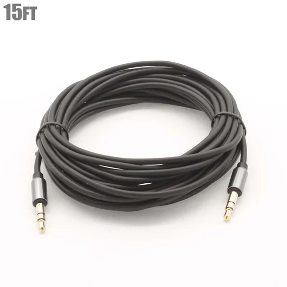 OLIVE- 15Ft Auxiliary Aux 3.5Mm 1/8" Trs Stereo Audio Cable Cord Gold Plated Headphone