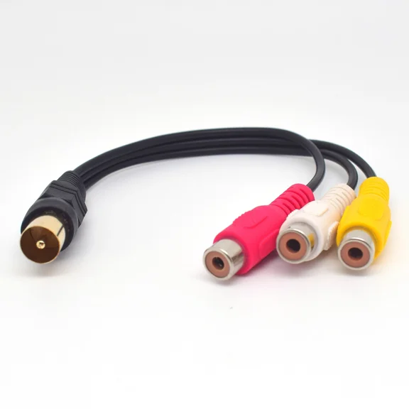 OLIVE- 1Pc 18Cm Tv Male Plug To 3 X Rca (Red+Yellow+White) Female Jack Adapter Cable Us