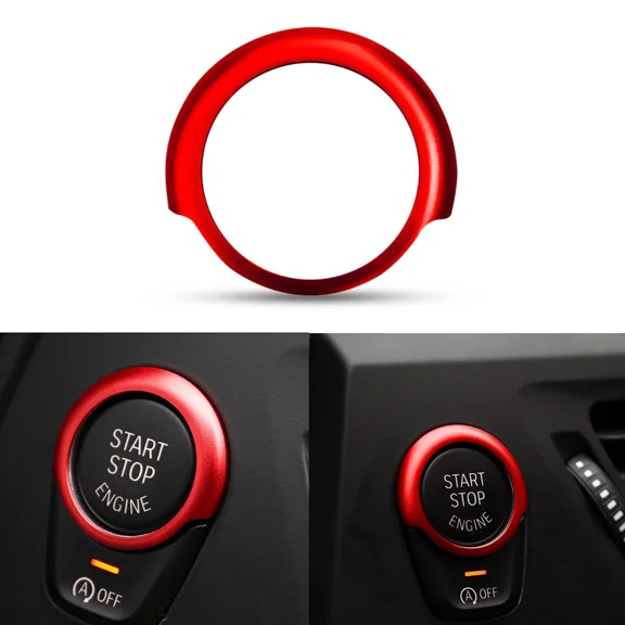 OLIVE- 1X Aluminum Red Engine Push Start Button Decor Ring Trim For Bmw 5 Series G30