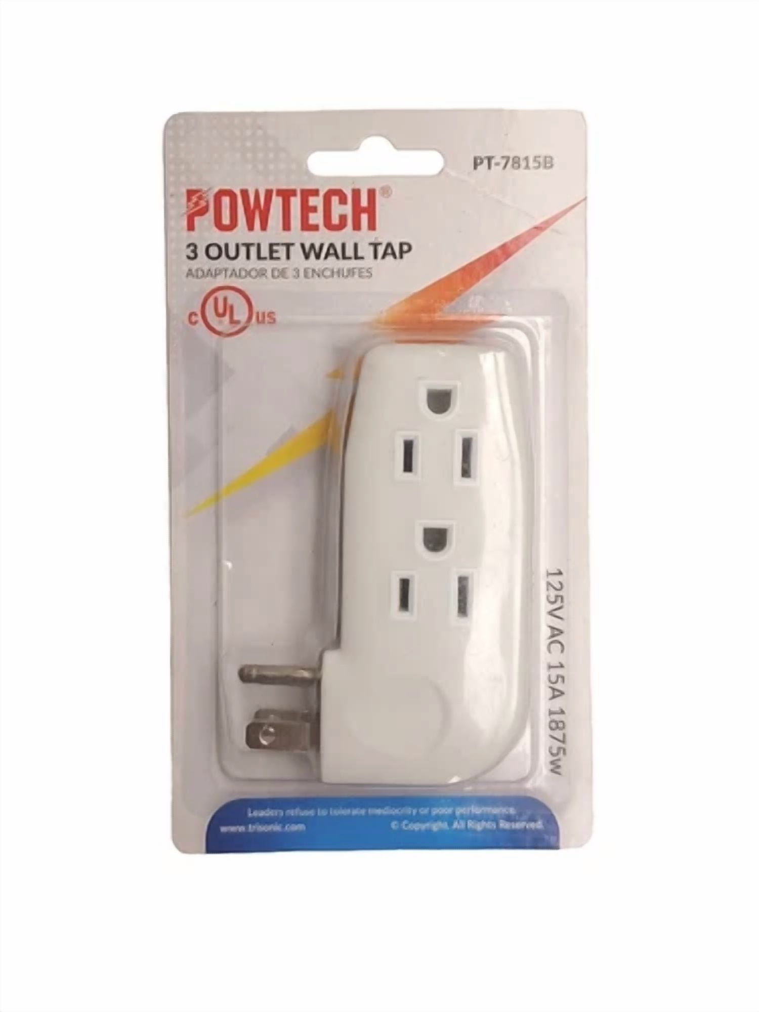OLIVE- 2 Pack 3 Outlet Grounded Ac Wall Plug Power Splitter 3-Way ...