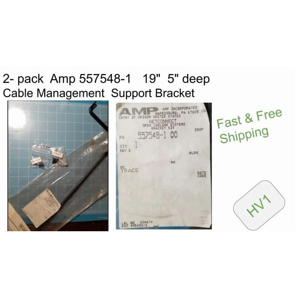 OLIVE- 2- Pack Amp 557548-1 19" 5" Deep Cable Management Support Bracket