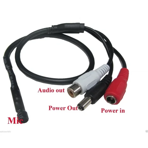 OLIVE- 2 Pack High Sensitive Audio Mic Microphone For Cctv Security Camera Power Cable