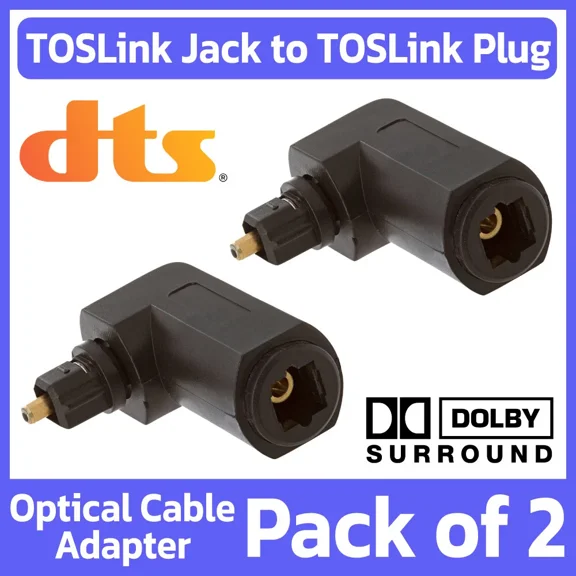 OLIVE- 2 Pack Toslink Male To Female 90 Cable Adapter Optical Right Angle Connector