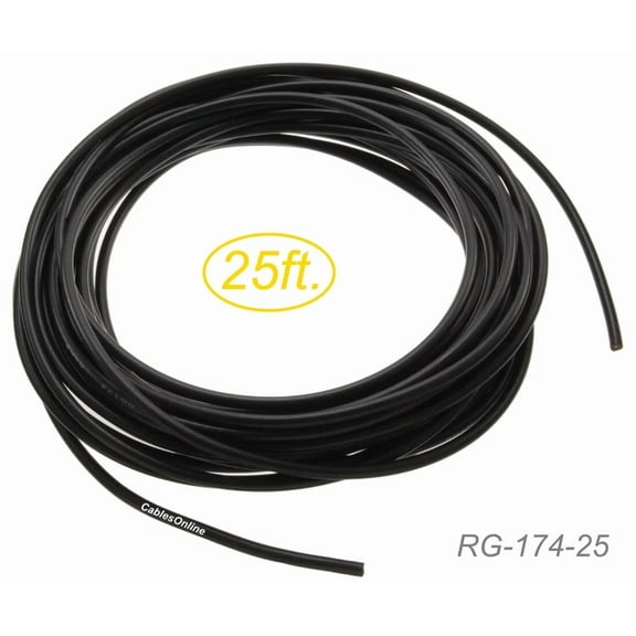 OLIVE- 25Ft Rg174 Bulk 50 Ohm Micro-Coax Cable, Rg-174-25