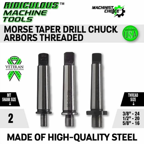 OLIVE- 2Mt To 3/8"-24 Drill Chuck Arbor- High Quality Steel