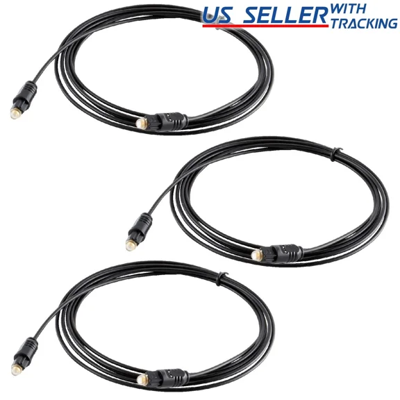 OLIVE- (3-Pack) 10 Ft Digital Fiber Optic Audio Cable Cord Optical Spdif Toslink