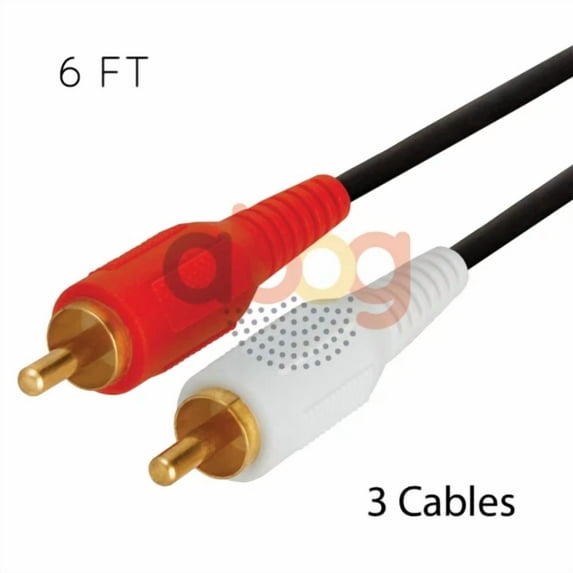OLIVE- 3 Pack 2 Rca Audio Cable 6 Feet Dual Rca Male Plug Speaker Cord A/V Hdtv Stereo