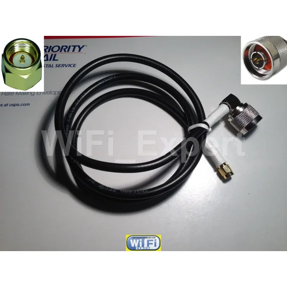 OLIVE- 3Ft N Right Angle Male To Sma Plug Male Pin Jumper Pigtail Cable Rfc195 Usa