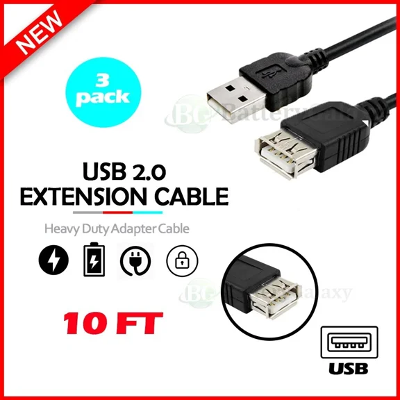 OLIVE- 3X Usb 10' Extension Cord Rapid Charger For Phone Google Pixel 6 / 7 / 8 / Fold