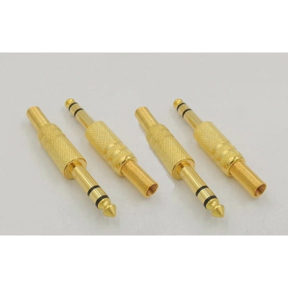 OLIVE- 4 Pack - 1/4" Male Stereo Trs Audio Cable Jack Spring Connector Gold Plugs New