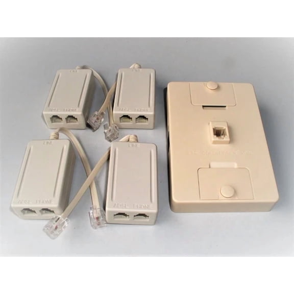 OLIVE- (5) 4 Inline Filter With1 Wall Mount Adsl Dsl Dsl439