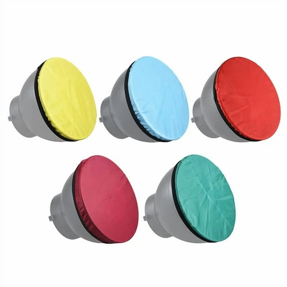 OLIVE- 5Pcs 7" 18Cm Soft Diffuser Lamp Cover Light Strobe Reflector Lamp Sock 5 Colors