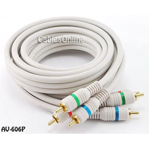 OLIVE- 6 Ft. High Quality Python Component Video 3-Rca Rgb Cable, Gold Plugs, Av-606P