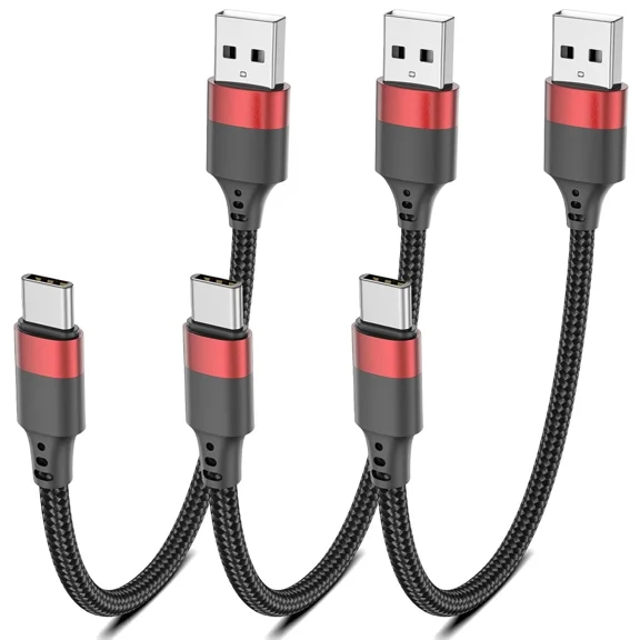 OLIVE- 6 Inch Short Usb C Cable, 0.5Ft 3 Pack A To C Cable 6 Inch, Black