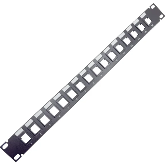 OLIVE- 6001 1U 16 Keystone Port Rack Panel Black - Textured Finish, Ntcfl