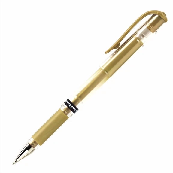OLIVE- 60767 Uniball Gel Impact Rollerball Pen, Bold 1.0Mm, Metallic Gold, Pack Of 4