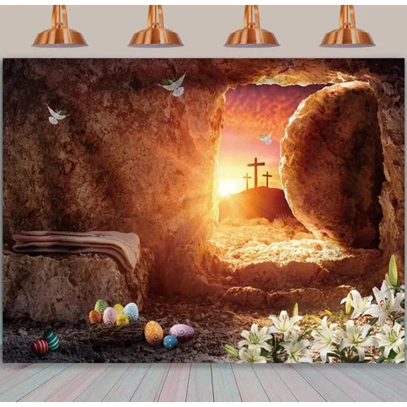 OLIVE- 7X5Ft Easter Empty Tomb Photography Background Jesus Crucifixion Resurrection