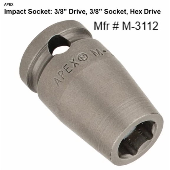 OLIVE- Apex M3112 3/8'' Magnetic Impact Socket 3/8'' Socket Hex Drive (New)