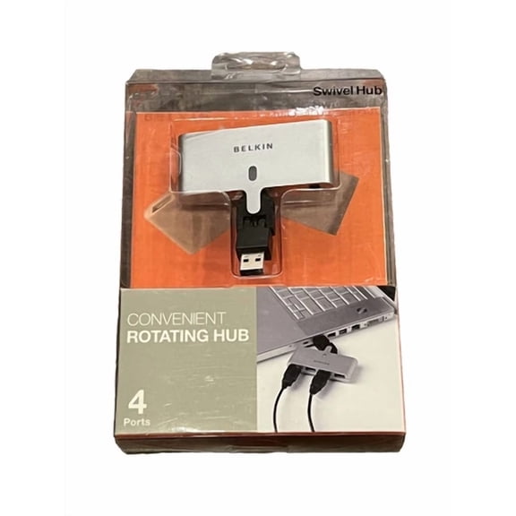 OLIVE- Belkin Convenient Rotating Hub High Speed Swivel Hub-4 Ports-Usb-Mac Windows New