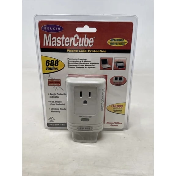 OLIVE- Belkin Mastercube Surge & Phone Protector F5C594-Tel 688 Joules Portable Compact