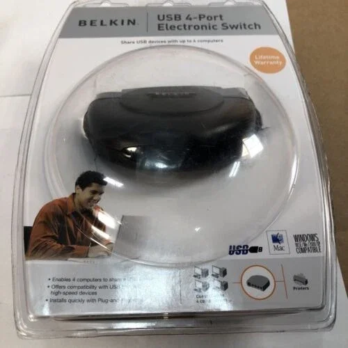 OLIVE- Belkin Usb 4-Port (F1U200V) 4-Ports External Usb Peripheral Sharing Switch