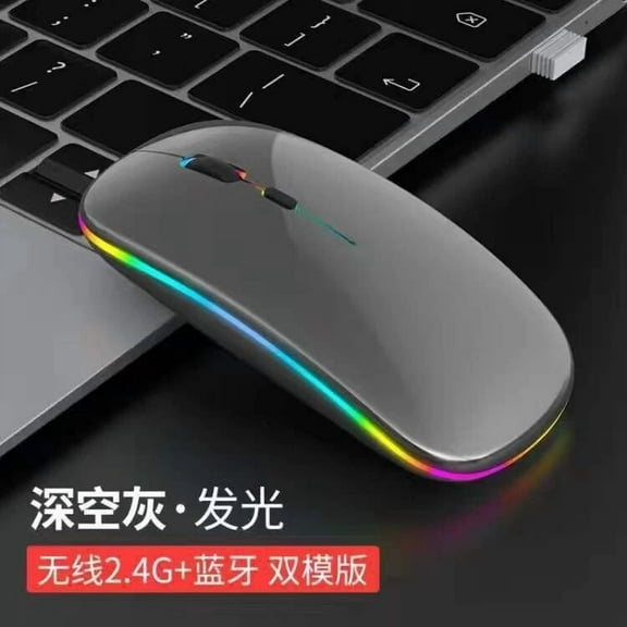 OLIVE- Bluetooth Led 2.4G Wireless Mouse Luminous Slim Design For Laptop - Space Gray
