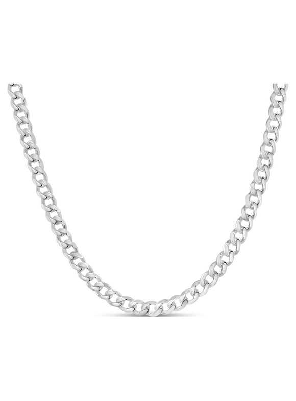 OLIVE & CHAIN Solid 925 Sterling Silver Curb Link Chain Necklace 1.5mm 16 inch for Men & Women