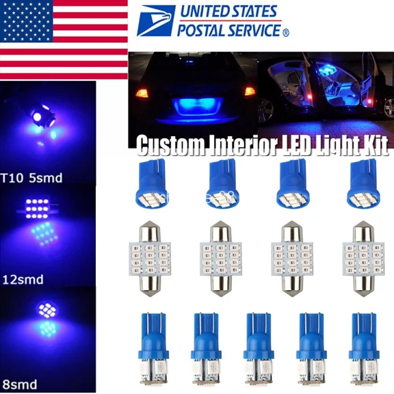 OLIVE- Car Accessories Interior Led Lights Lamp Package Kit 13Pcs Blue Us For 09-18 Ram