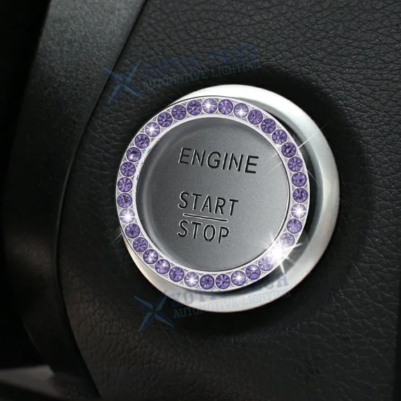 OLIVE- Car Engine Start Stop Button Ring Crystal Bling Rhinestone Car Decor Accessories