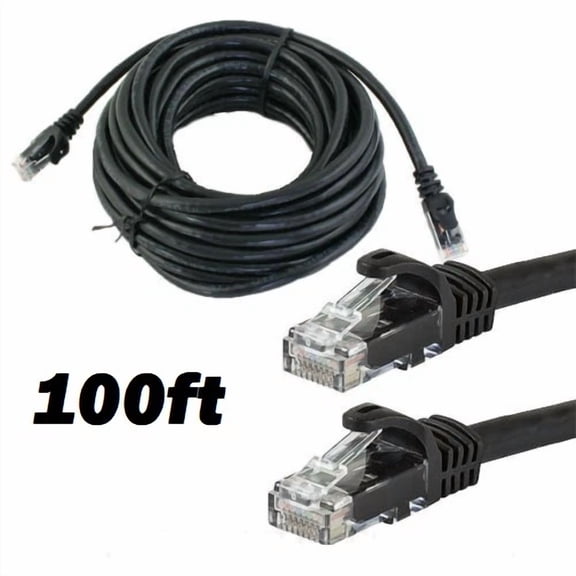 OLIVE- Cat6 100 Ft Rj45 Ethernet Lan Network Cable Patch Cord For Pc Xbox Router Black