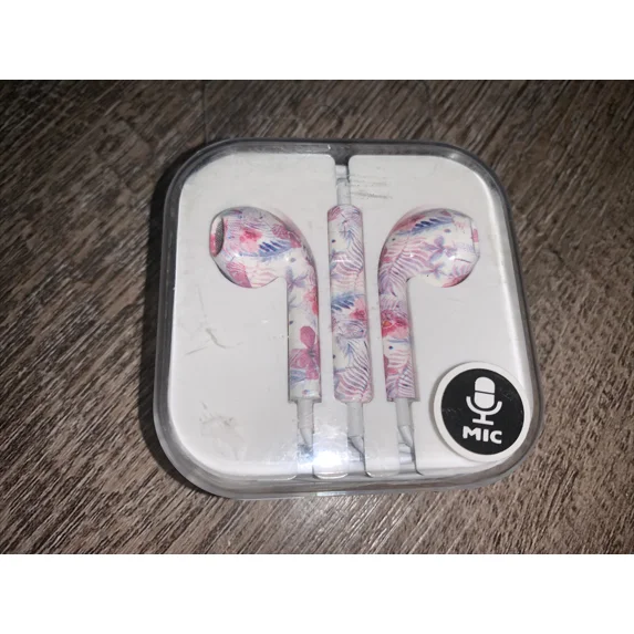 OLIVE- Claire’S Floral Watercolor Pink Blue Ear Buds Style Headphones With Mic