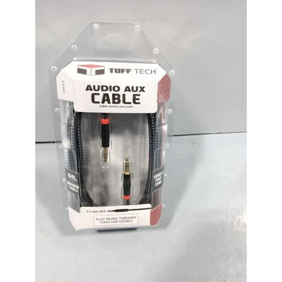 OLIVE- Custom Accessories Tuff Tech Audio Aux Cable 6 Ft Braided Cable 3.5Mm