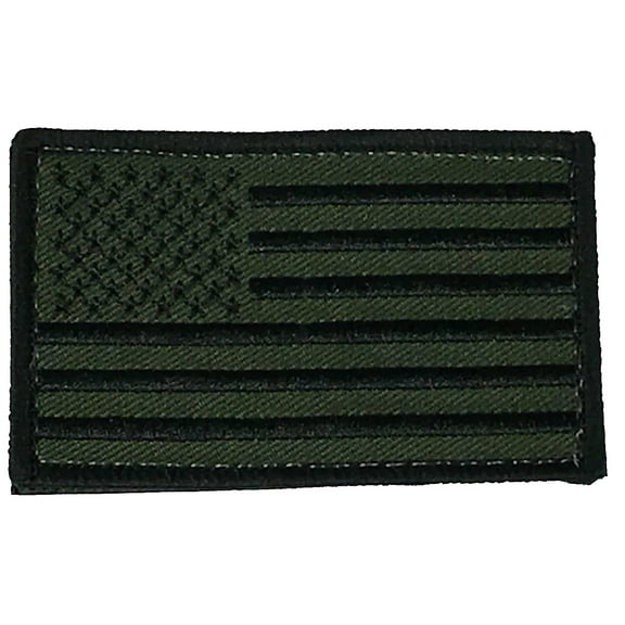 OLIVE DRAB OD GREEN SUBDUED AMERICAN FLAG PATCH HOOK AND LOOP BACK STARS STRIPES