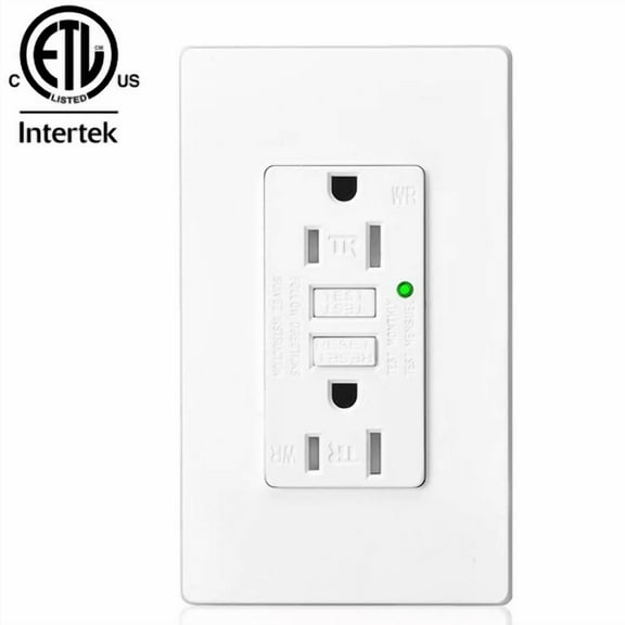 OLIVE- Gfi Gfci Outlet 15 Amp Ground Fault Circuit Interrupter Tr Wr With Wall Plate Us