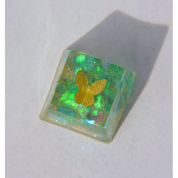 OLIVE- Handmade Artisan Keycap Resin Gold Turquoise For Mx Switch Mechanical Keyboard