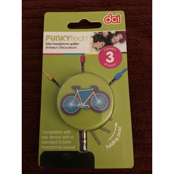 OLIVE- Headphone Splitter Connects 3 Headphones At Once. Cute Bicycle Design New